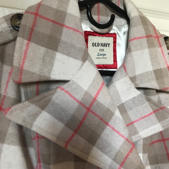 Old navy peacoat,wool blend peacoat,plaid pea coat - Picture 3 of 6